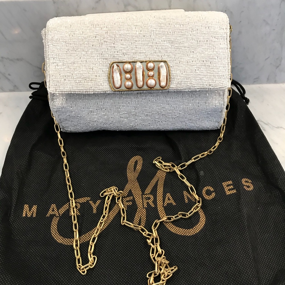 Mary Frances beautiful white beaded pearl bag